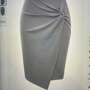 Gray Silver Pencil Skirt for Work with Wrap Design